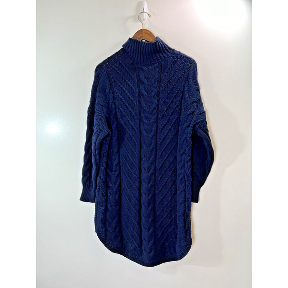 Reiss Womens Sweater Dress Size S Navy Cable Knit Minimalist Sophisticated FLAW - Picture 2 of 8